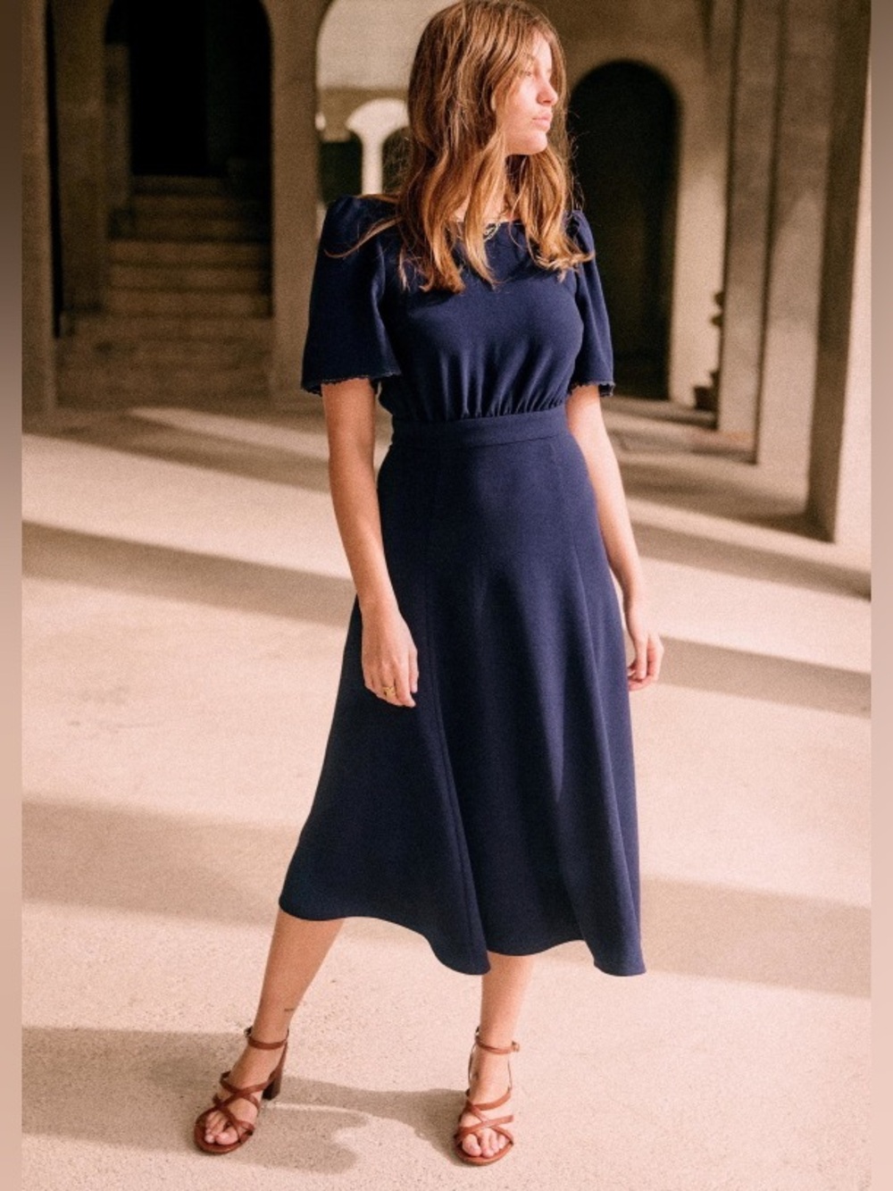 SEZANE ROBE LADY DRESS IN MARINE SIZE 40 / SIZE 8 NWT